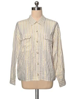 Vintage Laura & Jane  80's 90's Gold Metallic Stripe Lightweight Jacket 8